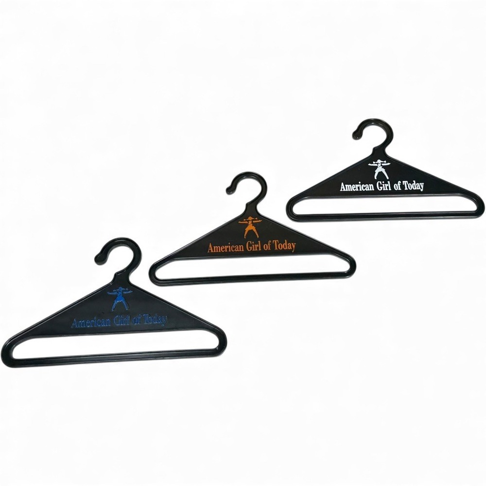 American Girl of Today Black Doll Clothes Hangers (3) Blue Orange‎ White Vintage